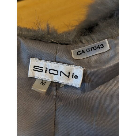 SIONI Womens Faux Fur Vest Jacket M Medium Gray Luxury Outerwear Fashion Soft - Picture 5 of 6